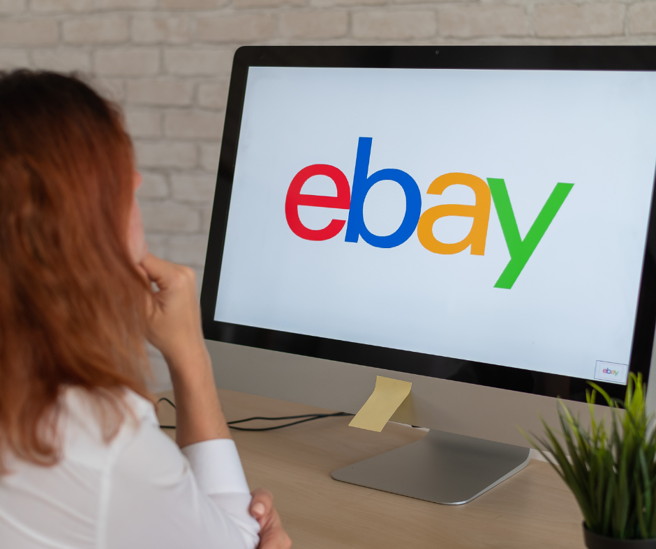 eBay logo on a computer screen