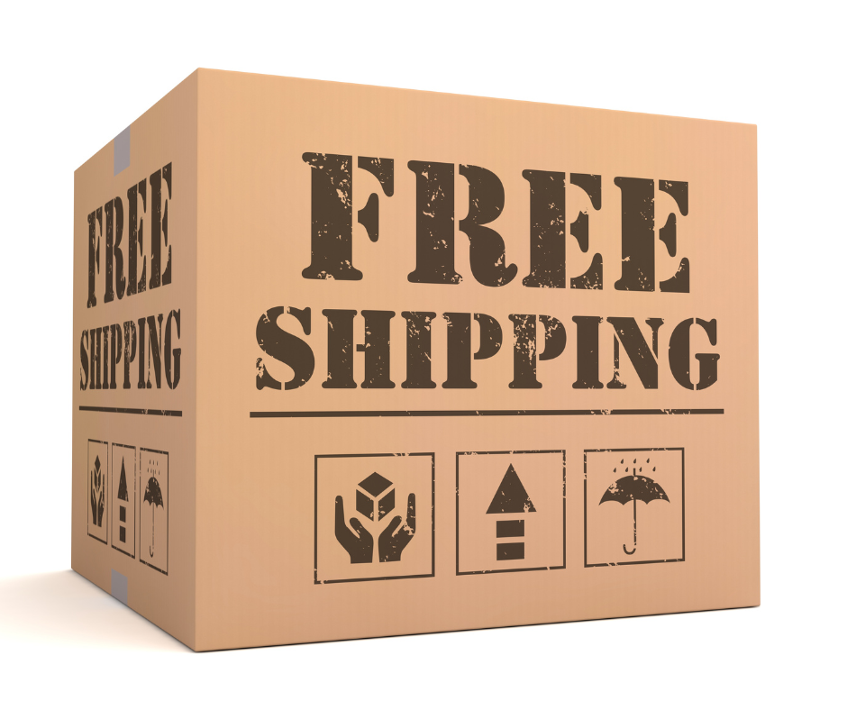 A cardbard box that says FREE Shipping